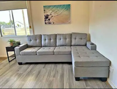 Modern 4-Seat Fabric Sectional - Clean & Pristine- Take It Now, View more