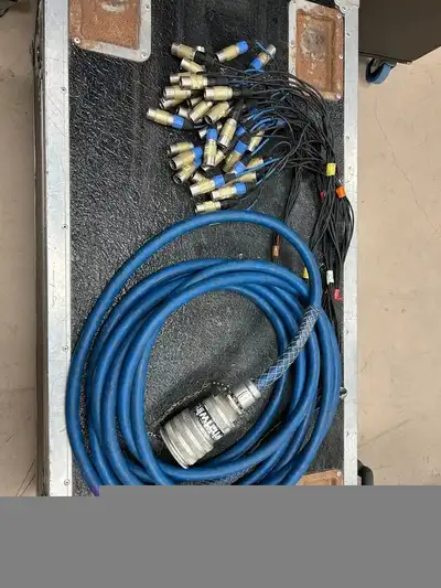 Whirlwind W4 cable - 250ish feet I think. W4 Fan Out - missing some XLRs Cannot test, selling As Is....