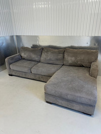 *FREE DELIVERY* GREY MICROSUEDE SECTIONAL REVERSIBLE CHAISE SOFA