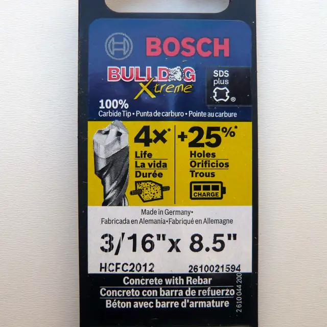 Bosch 3/16 x 6 x 8.5 SDS-Plus Carbide Rotary Hammer Drill Bit in Power Tools in Mississauga / Peel Region - Image 4
