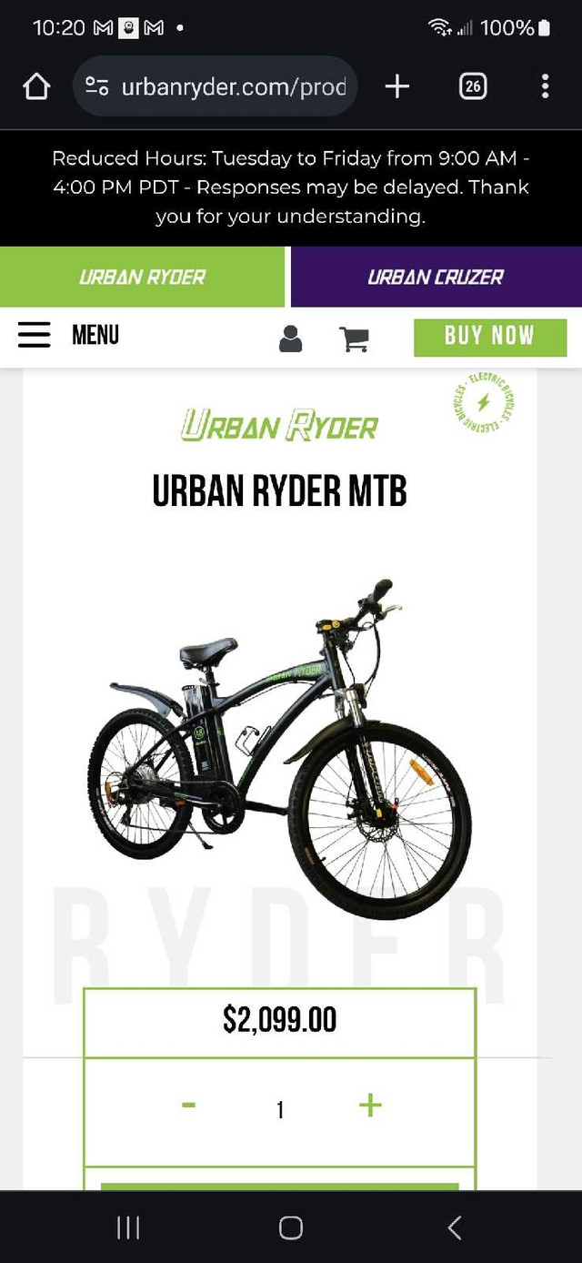 Electric Bike 48V 13Ah (charger & Battery)(26"Tires)(with throtl in eBike in Regina - Image 2
