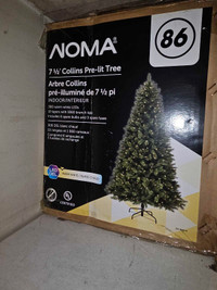 Noma 7.5' Collins Pre Lit Christmas Tree with decorations 