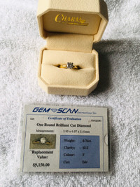 3/4 Carat Solitaire Diamond Ring - size 6.5