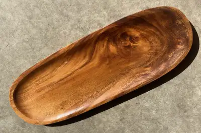 Carved wood charcuterie board, serving platter, tray, 6.5x17.5 inches