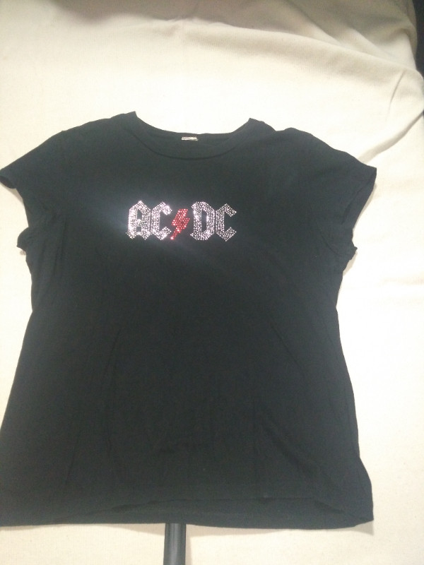 shirt: AC/DC Band Tee with rhinestones almost new large juniors in Women's - Tops & Outerwear in Cambridge