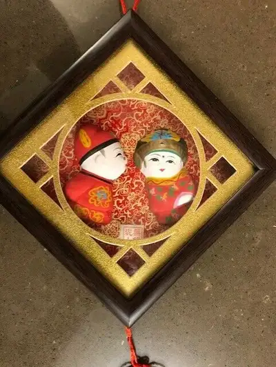 Chinese Hand Decorated 3D Clay Figurines Wood Frame Shadow Box, View more