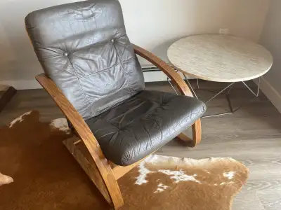 Genuine leather vintage chair, View more