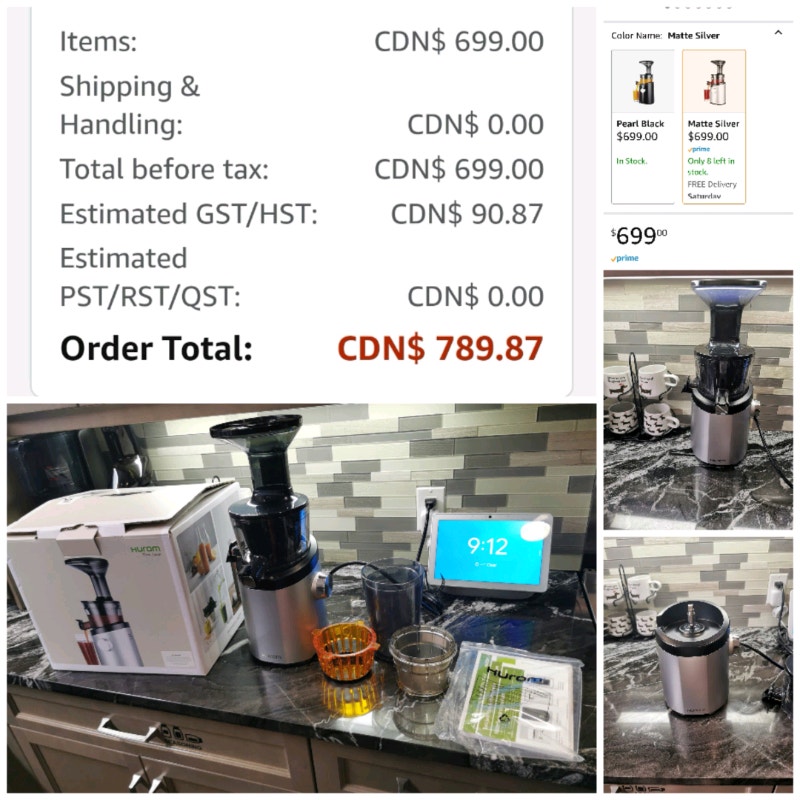 Hurom H101 Easy Clean Masticating Slow Juicer Matte Silver