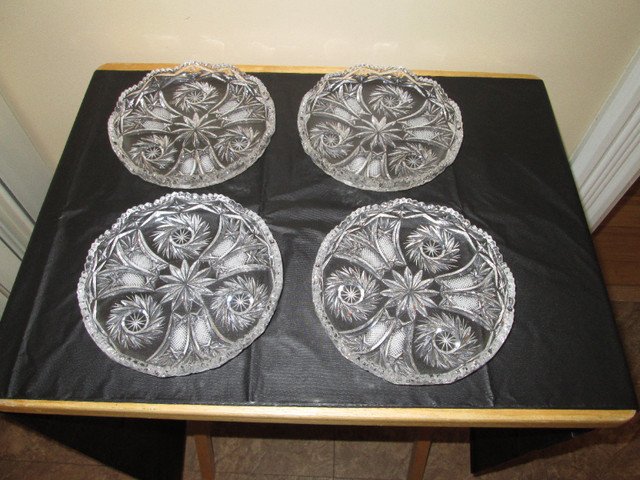 4 CRYSTAL SALAD PLATES in Kitchen & Dining Wares in New Glasgow