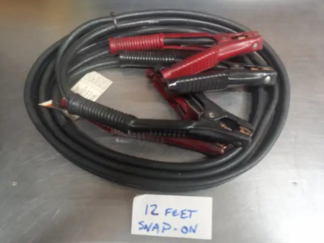 SNAP ON 4 GAUGE HEAVY DUTY JUMPER BATTERY CABLES 12 FEET LONG