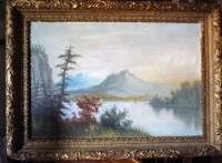 Antique, Large Original Oil, "Lake George" by C. G. White