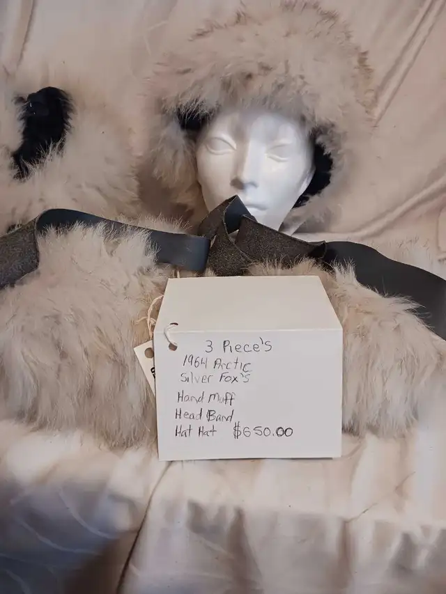 Fur 4 Peice Set Fur Neck Rap Fur Headband Fur Handmuff Fur Hat