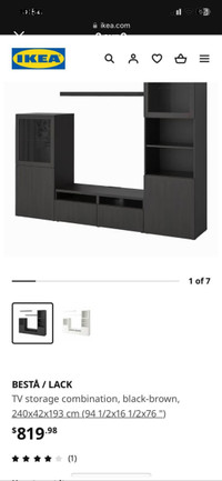 BESTÅ / LACKTV storage combination, black-brown,