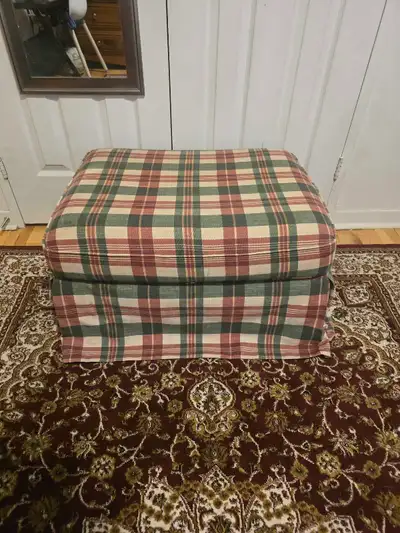 Plaid Fabric Ottoman, View more