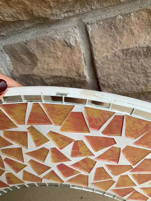 Vintage Early 2000’S Mosaic Tile Orange Round Wall Mirror in Home Décor & Accents in Oakville / Halton Region - Image 9