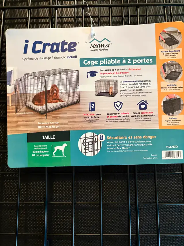 I Crate 2 door folding dog kennel (Large) in Accessories in Chilliwack - Image 2