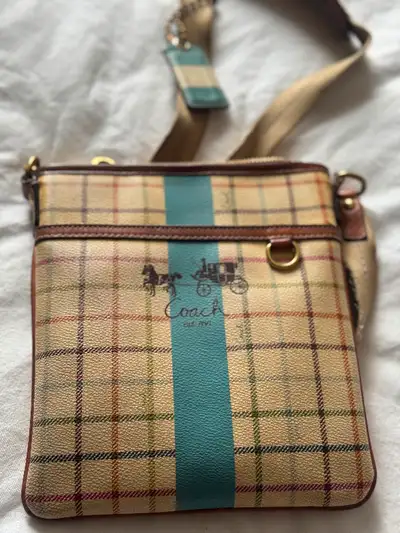 Vintage beautiful cream with classic coach color accents. Leather quality is beautiful. Used and lov...