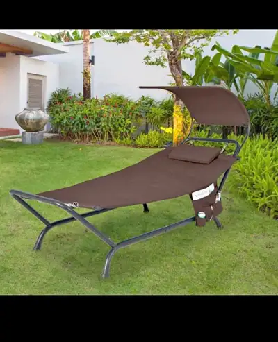 Patio Hanging Chaise Lounge Chair with Canopy, Cushion, Pillow &, View more
