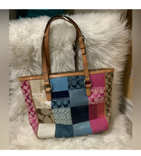 Beautiful patchwork multi colour canvas bag