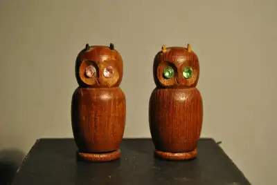 Vintage Teak Wood Salt and Pepper Set Made in Denmark, View more