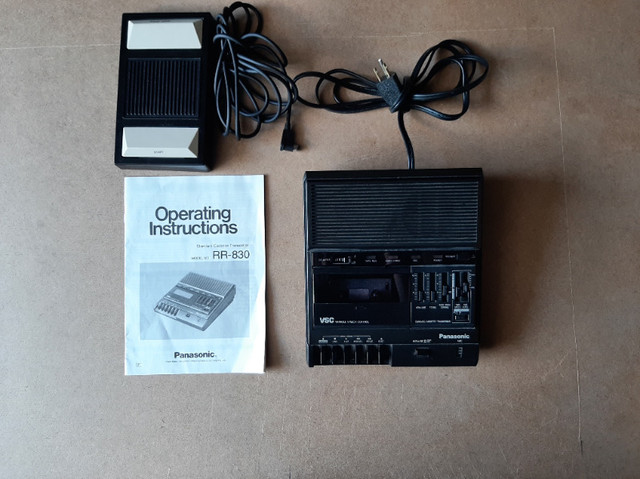 PANASONIC RR-830 STANDARD CASSETTE TRANSCRIBER AND PEDAL in General Electronics in Sudbury