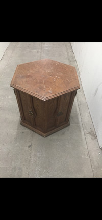 Brown octagon table with storage