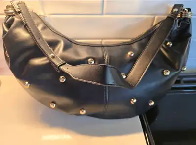 New Soft Black Studded Hobo Shoulder Bag XL , View more