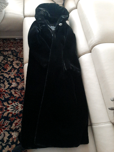 Winter coat hooded black long faux fur women , View more