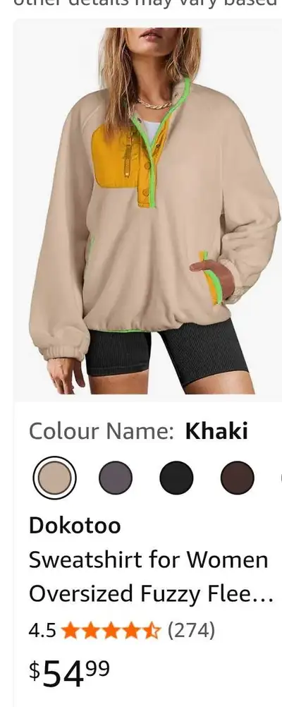 Stay cozy in this Dokotoo fleece sweatshirt! It's in new condition with tags still attached. The kha...