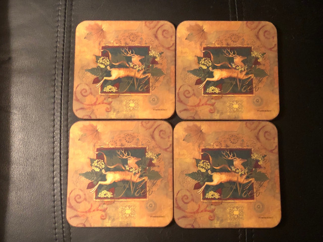  Set of 4 Pimpernel Christmas reindeer cork backed coasters in Holiday, Event & Seasonal in City of Toronto