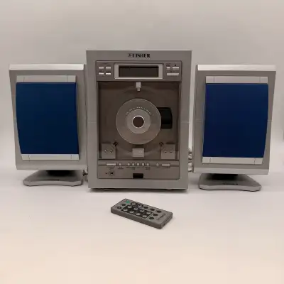 Fisher vertical CD stereo system model SLIM-1400BL (2005). Includes: ✔️ Main unit ✔️ 2 matching spea...