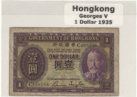 Papier Monnaie  Hongkong 1 Dollar  Georges V     1935