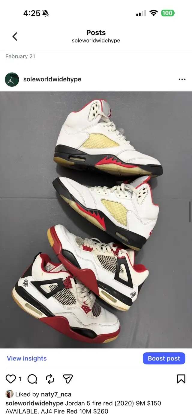 Jordan 5 fire red (2020) 9M $150 in Men's Shoes in City of Toronto - Image 2