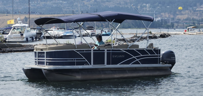 This pontoon fits up to 10 people. It comes with optional seat that convert the bow into a wraparoun...
