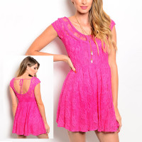 *NEW* Pink Lace Mini Dresses with Open Back