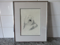 Old English Sheepdog Framed Sketch