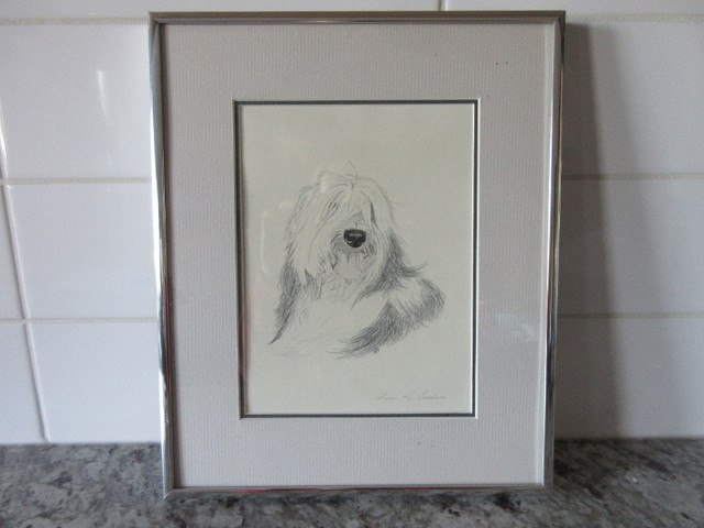 Old English Sheepdog Framed Sketch in Arts & Collectibles in St. Albert