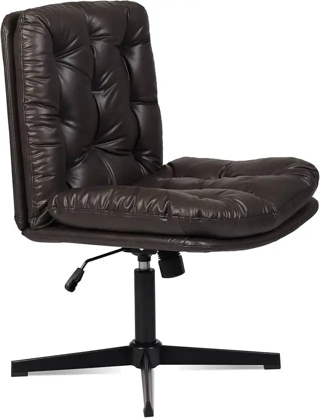 High Back Comfy Cross Legged Office Chair No Wheels Armless in Chairs & Recliners in Markham / York Region - Image 11