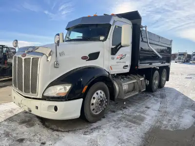 2014 Peterbilt 579 T/A Dump Truck New 15ft Loadline Box with power tarp PacCar MX13 340HP Engine 105...