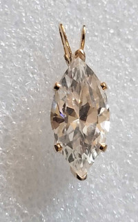 14KT Yellow Gold Cubic Zirconia Marquise Solitaire Pendant 