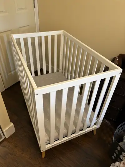 This crib was purchased as a spare for our 1-year-old and has been used only three times. It's in br...
