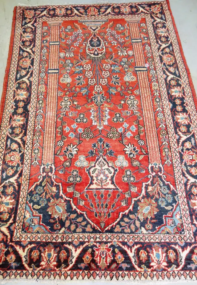 Handmade Wool Vintage Persian Rug,6.8 x 4.3 ft,red,navy in Rugs, Carpets & Runners in Markham / York Region - Image 2