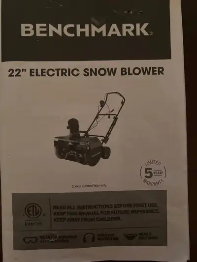 Benchmark 22 inch electric snow blower for sale, View more