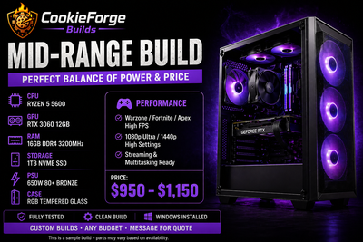 Gaming PC — Ryzen 5 + RTX 3060 — High FPS Build (CookieForge), View more