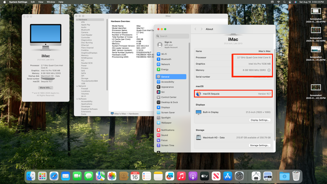 Apple iMac i5 2.7Ghz 8gb macOS Sequoia 15.764683913495681124
