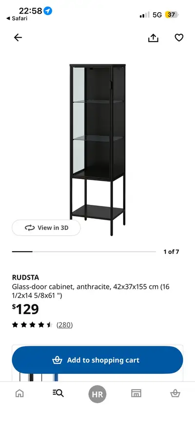 IKEA RUDSTA Glass Door Cabinet (Black, Great Condition), View more