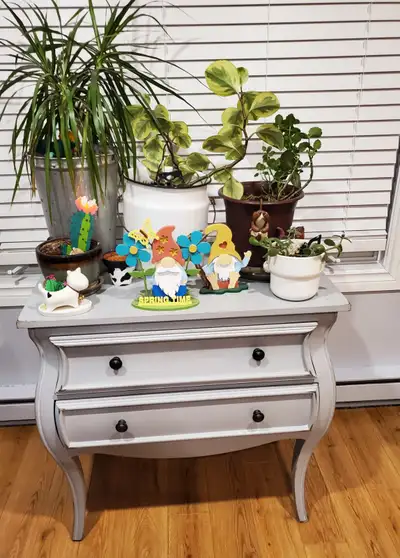 Cute, solid side table...light gray, View more