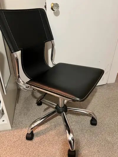 Office chair Black Leather and chrome details, View more