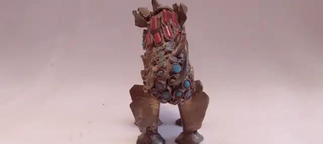 Antique Jeweled Brass Foo Dog  Figurine in Arts & Collectibles in Barrie - Image 6