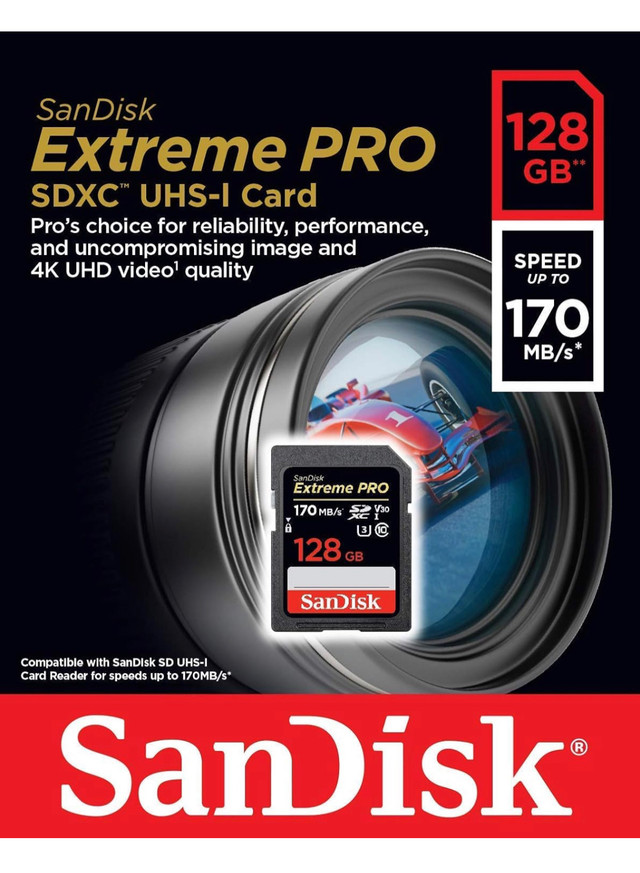 SanDisk 128GB Extreme PRO SDXC UHS-I Card - C10, U3, V30, 4K UHD in Flash Memory & USB Sticks in Mississauga / Peel Region - Image 2